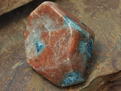 Blue Apatite & Orange Calcite Specimen
